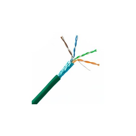 Cable Wholesale Shielded Cat5e Green Solid Copper Ethernet Cable, F/UTP, POE Compliant, Pullbox, 1000 foot 10X6-551TH